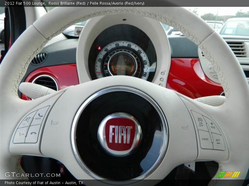 Rosso Brillante (Red) / Pelle Rossa/Avorio (Red/Ivory) 2012 Fiat 500 Lounge