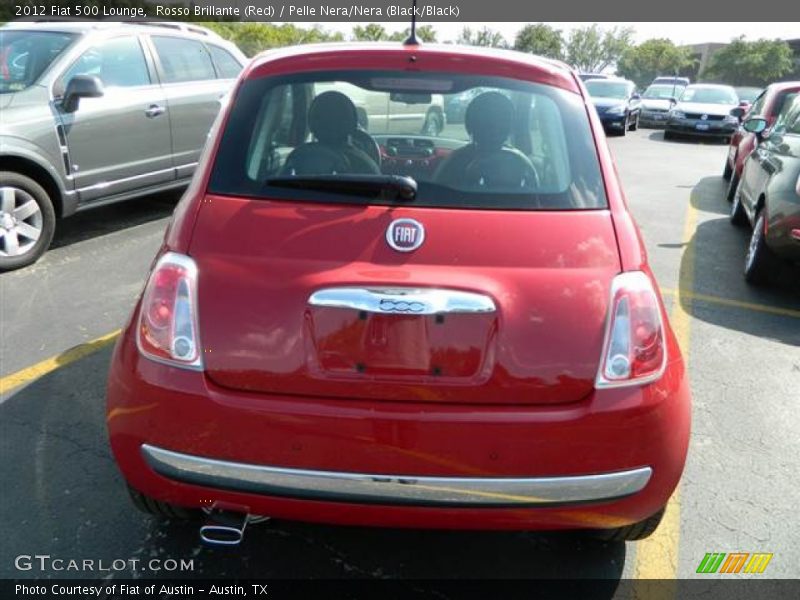 Rosso Brillante (Red) / Pelle Nera/Nera (Black/Black) 2012 Fiat 500 Lounge