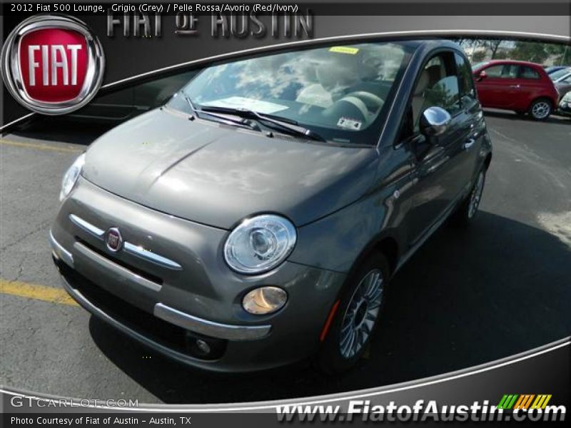 Grigio (Grey) / Pelle Rossa/Avorio (Red/Ivory) 2012 Fiat 500 Lounge