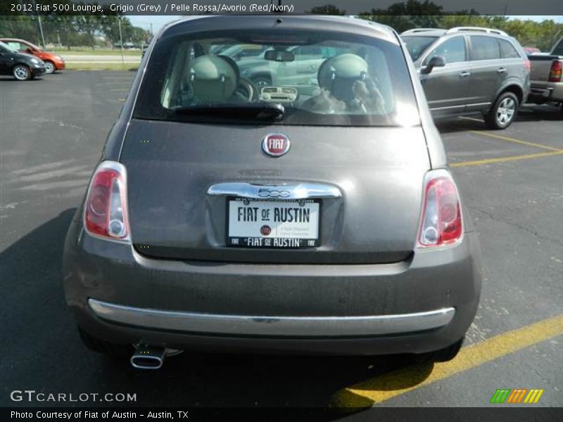 Grigio (Grey) / Pelle Rossa/Avorio (Red/Ivory) 2012 Fiat 500 Lounge