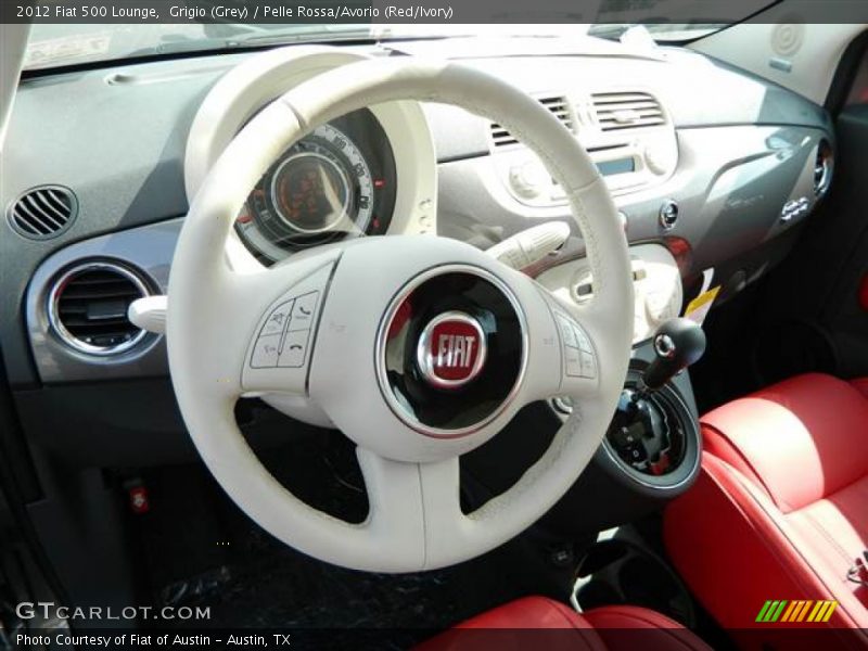 Grigio (Grey) / Pelle Rossa/Avorio (Red/Ivory) 2012 Fiat 500 Lounge