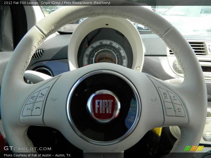 Grigio (Grey) / Pelle Rossa/Avorio (Red/Ivory) 2012 Fiat 500 Lounge
