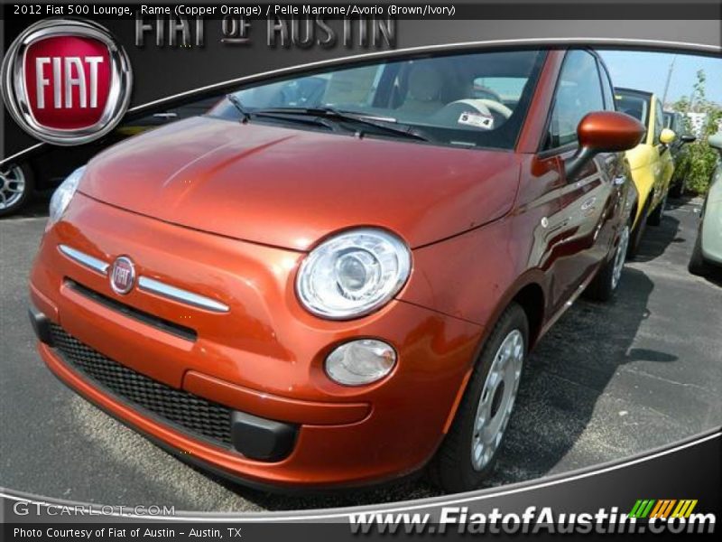 Rame (Copper Orange) / Pelle Marrone/Avorio (Brown/Ivory) 2012 Fiat 500 Lounge