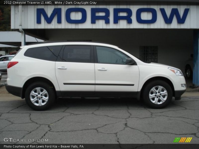 White / Dark Gray/Light Gray 2012 Chevrolet Traverse LS AWD