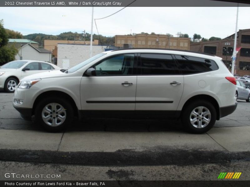 White / Dark Gray/Light Gray 2012 Chevrolet Traverse LS AWD