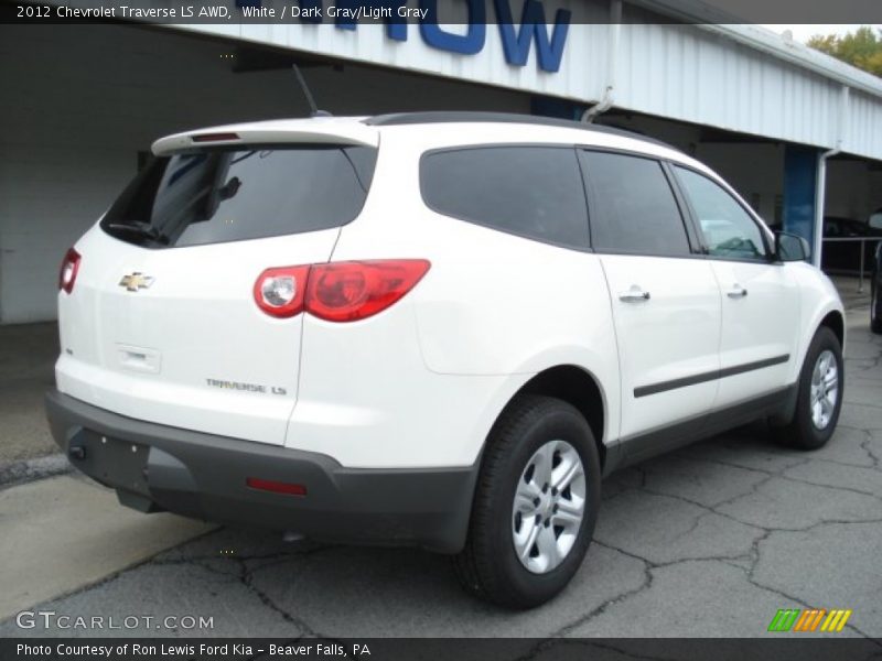 White / Dark Gray/Light Gray 2012 Chevrolet Traverse LS AWD