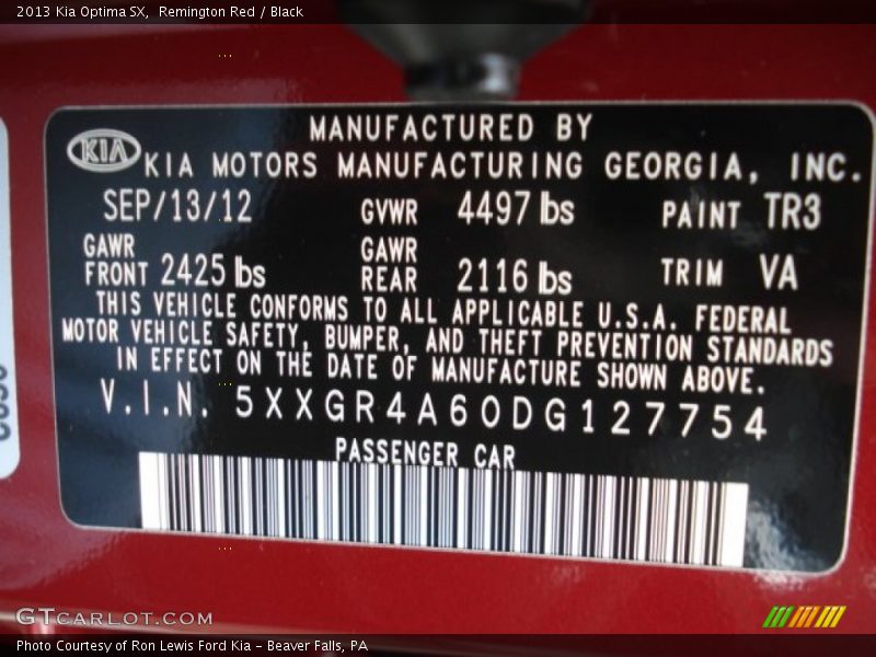 Remington Red / Black 2013 Kia Optima SX