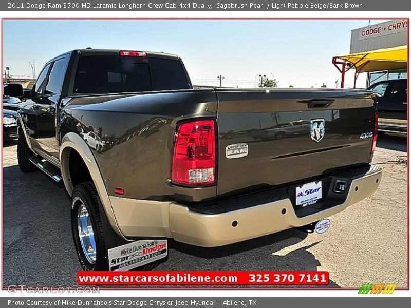 Sagebrush Pearl / Light Pebble Beige/Bark Brown 2011 Dodge Ram 3500 HD Laramie Longhorn Crew Cab 4x4 Dually