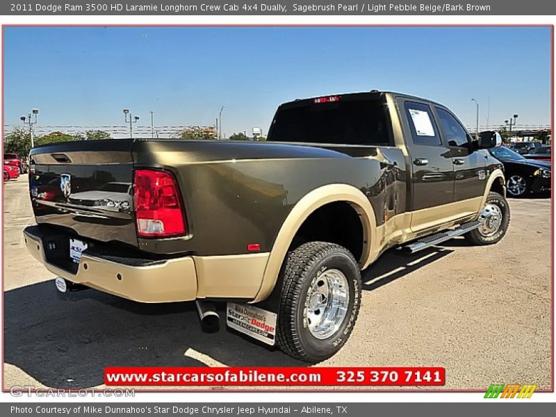 Sagebrush Pearl / Light Pebble Beige/Bark Brown 2011 Dodge Ram 3500 HD Laramie Longhorn Crew Cab 4x4 Dually