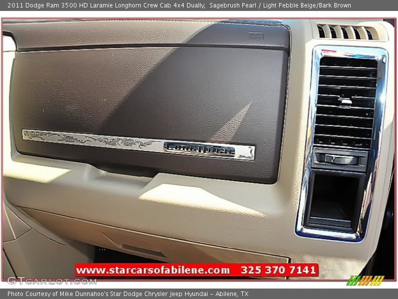 Sagebrush Pearl / Light Pebble Beige/Bark Brown 2011 Dodge Ram 3500 HD Laramie Longhorn Crew Cab 4x4 Dually