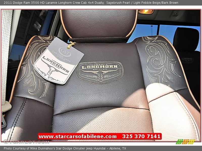 Sagebrush Pearl / Light Pebble Beige/Bark Brown 2011 Dodge Ram 3500 HD Laramie Longhorn Crew Cab 4x4 Dually