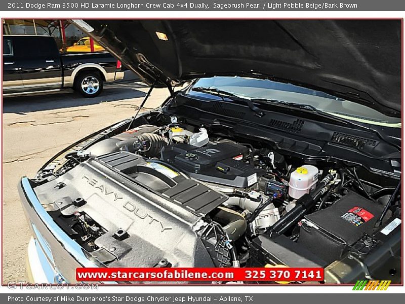 Sagebrush Pearl / Light Pebble Beige/Bark Brown 2011 Dodge Ram 3500 HD Laramie Longhorn Crew Cab 4x4 Dually