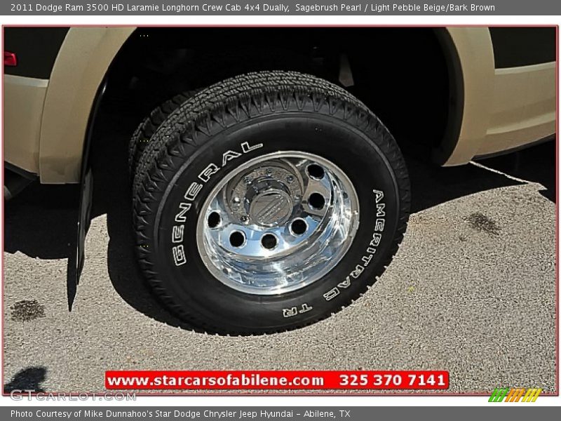 Sagebrush Pearl / Light Pebble Beige/Bark Brown 2011 Dodge Ram 3500 HD Laramie Longhorn Crew Cab 4x4 Dually
