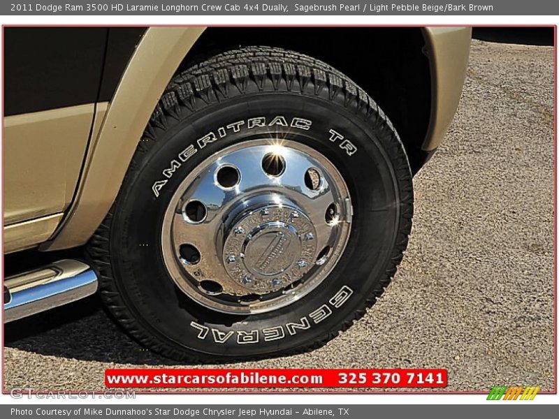 Sagebrush Pearl / Light Pebble Beige/Bark Brown 2011 Dodge Ram 3500 HD Laramie Longhorn Crew Cab 4x4 Dually