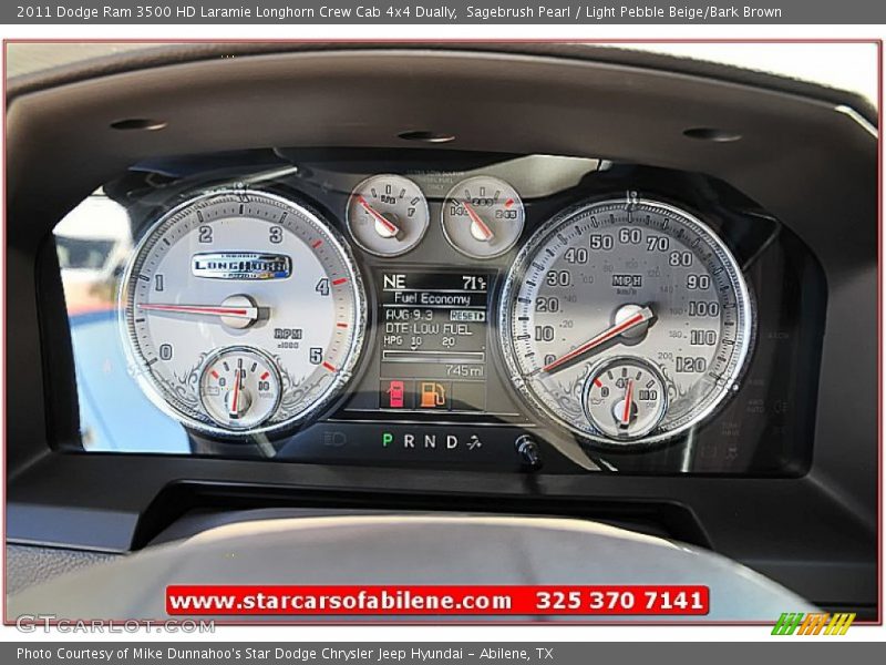Sagebrush Pearl / Light Pebble Beige/Bark Brown 2011 Dodge Ram 3500 HD Laramie Longhorn Crew Cab 4x4 Dually
