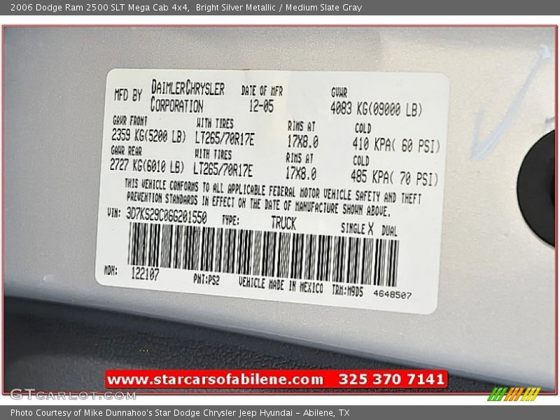 Bright Silver Metallic / Medium Slate Gray 2006 Dodge Ram 2500 SLT Mega Cab 4x4