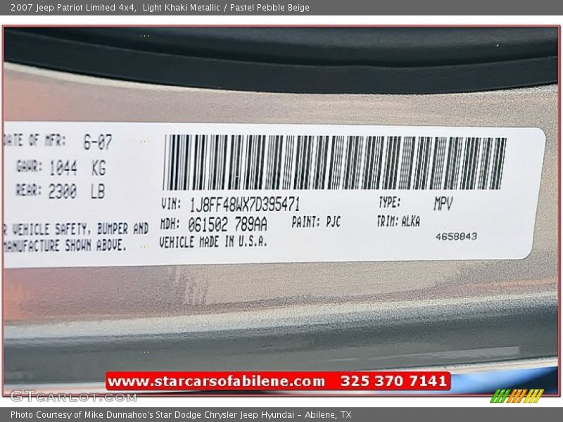 Light Khaki Metallic / Pastel Pebble Beige 2007 Jeep Patriot Limited 4x4