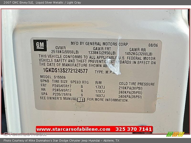 Liquid Silver Metallic / Light Gray 2007 GMC Envoy SLE