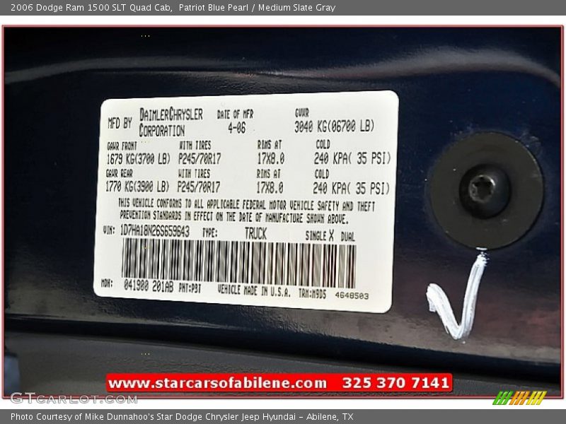 Patriot Blue Pearl / Medium Slate Gray 2006 Dodge Ram 1500 SLT Quad Cab