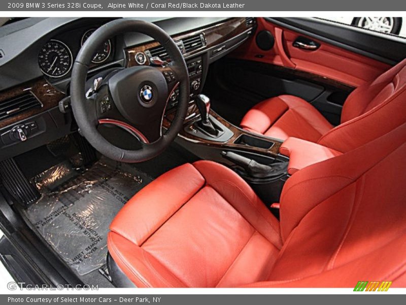 Alpine White / Coral Red/Black Dakota Leather 2009 BMW 3 Series 328i Coupe