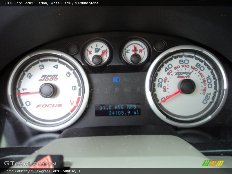 White Suede / Medium Stone 2010 Ford Focus S Sedan