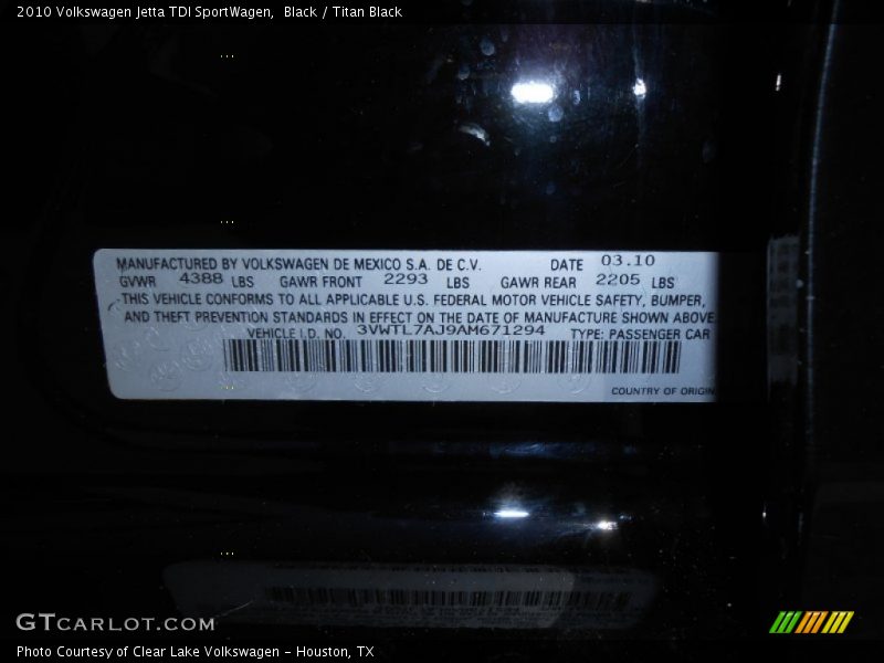 Black / Titan Black 2010 Volkswagen Jetta TDI SportWagen
