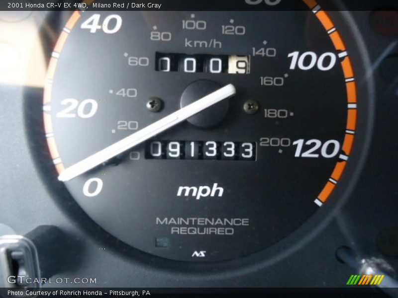Milano Red / Dark Gray 2001 Honda CR-V EX 4WD