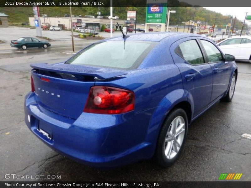 Blue Streak Pearl / Black 2013 Dodge Avenger SE V6