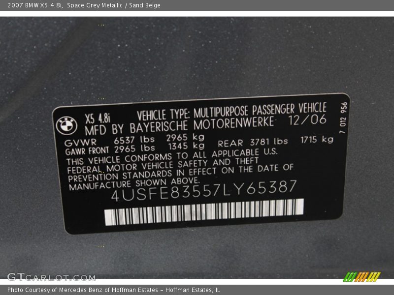 Space Grey Metallic / Sand Beige 2007 BMW X5 4.8i