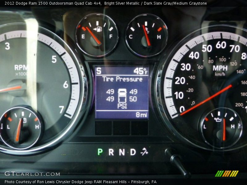 Bright Silver Metallic / Dark Slate Gray/Medium Graystone 2012 Dodge Ram 1500 Outdoorsman Quad Cab 4x4