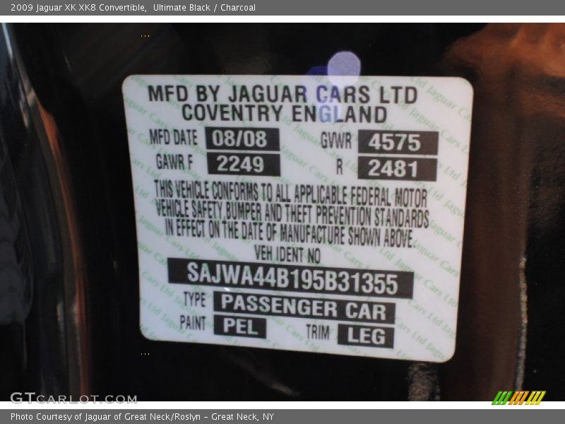 2009 XK XK8 Convertible Ultimate Black Color Code PEL