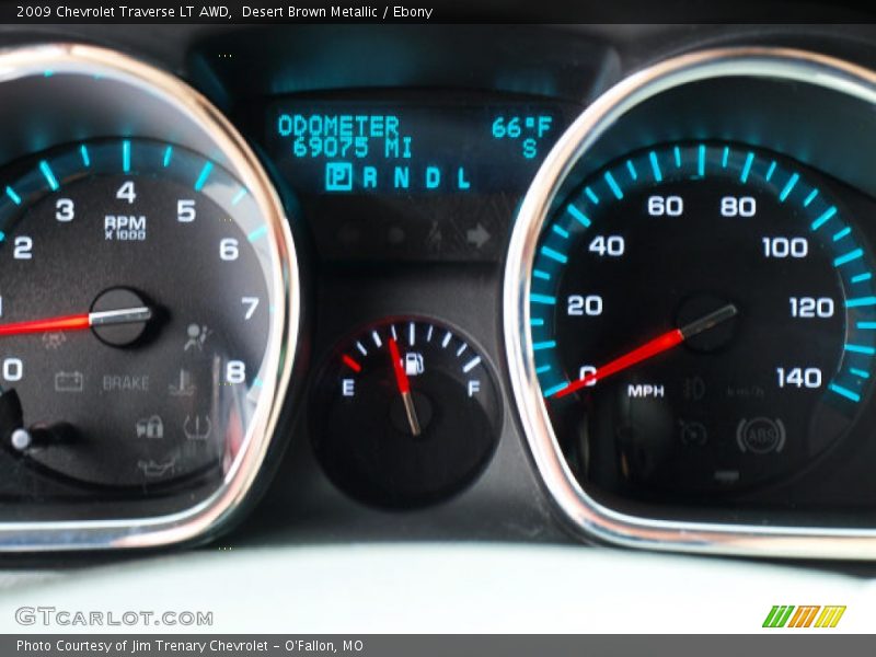 Desert Brown Metallic / Ebony 2009 Chevrolet Traverse LT AWD