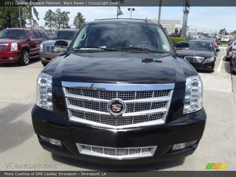 Black Raven / Cocoa/Light Linen 2012 Cadillac Escalade Platinum