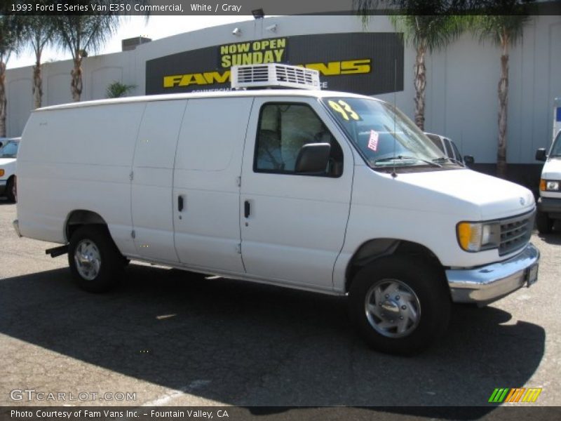 White / Gray 1993 Ford E Series Van E350 Commercial