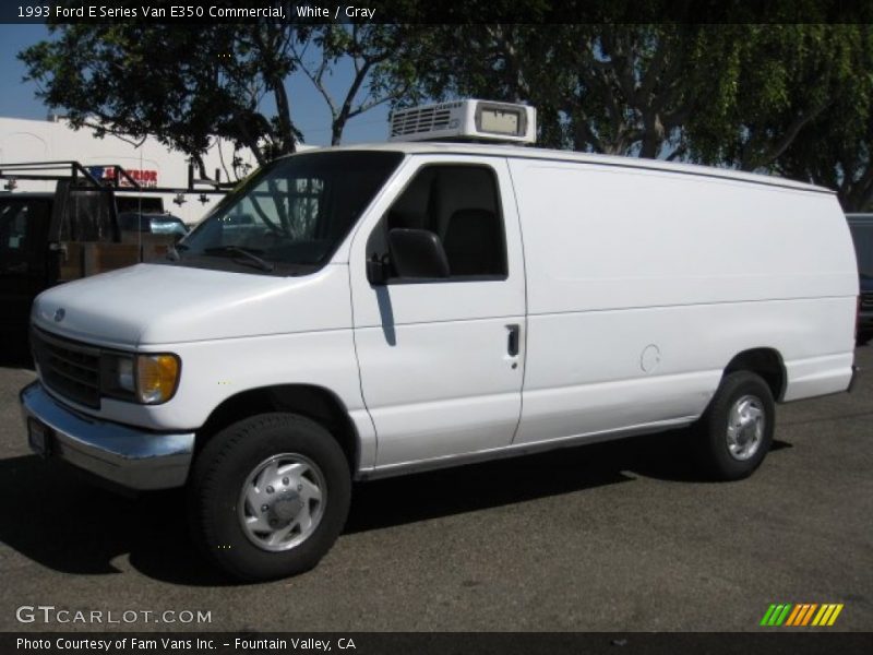 White / Gray 1993 Ford E Series Van E350 Commercial