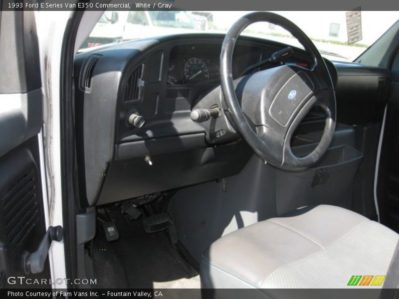 White / Gray 1993 Ford E Series Van E350 Commercial