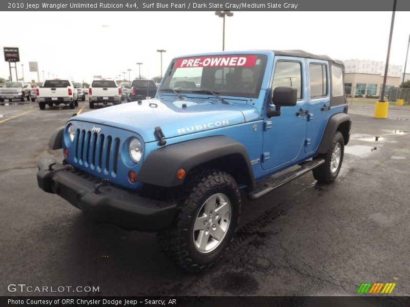 Surf Blue Pearl / Dark Slate Gray/Medium Slate Gray 2010 Jeep Wrangler Unlimited Rubicon 4x4