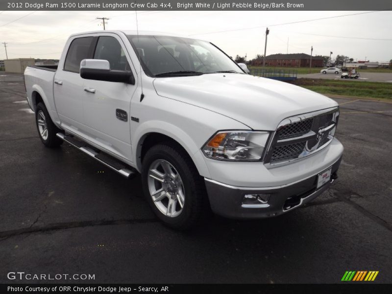 Bright White / Light Pebble Beige/Bark Brown 2012 Dodge Ram 1500 Laramie Longhorn Crew Cab 4x4