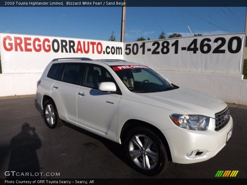 Blizzard White Pearl / Sand Beige 2009 Toyota Highlander Limited