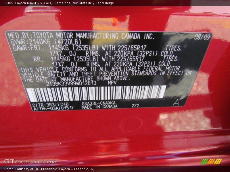 Barcelona Red Metallic / Sand Beige 2009 Toyota RAV4 V6 4WD