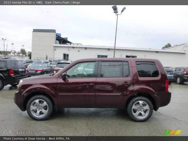 Dark Cherry Pearl / Beige 2013 Honda Pilot EX-L 4WD