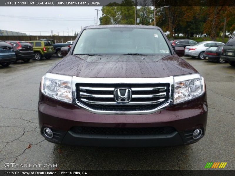 Dark Cherry Pearl / Beige 2013 Honda Pilot EX-L 4WD