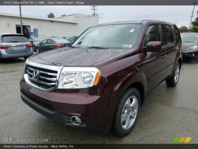 Dark Cherry Pearl / Beige 2013 Honda Pilot EX-L 4WD