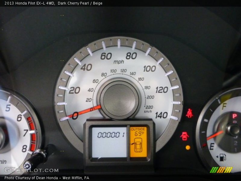 Dark Cherry Pearl / Beige 2013 Honda Pilot EX-L 4WD