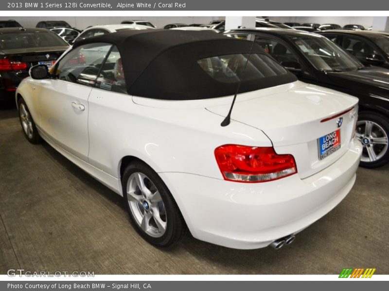 Alpine White / Coral Red 2013 BMW 1 Series 128i Convertible