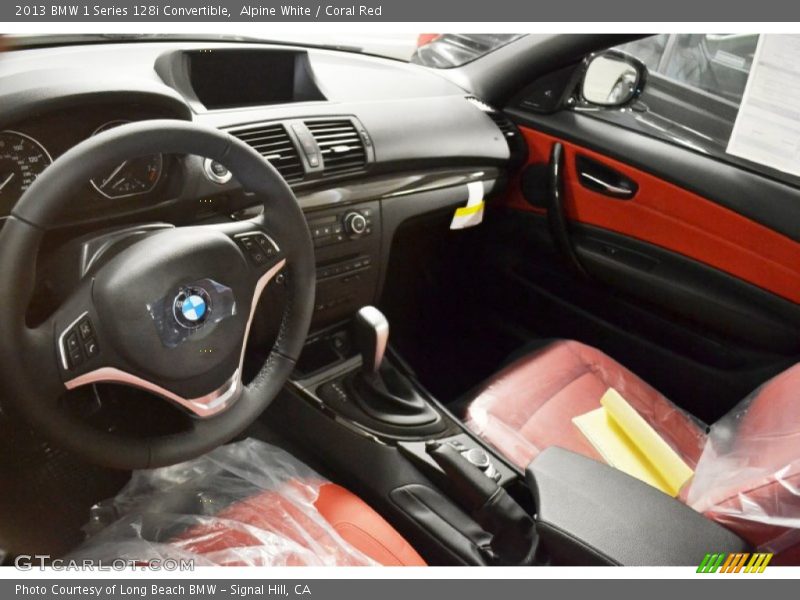 Alpine White / Coral Red 2013 BMW 1 Series 128i Convertible