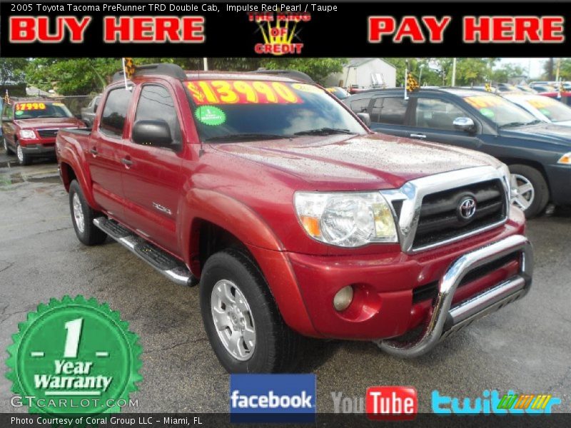Impulse Red Pearl / Taupe 2005 Toyota Tacoma PreRunner TRD Double Cab