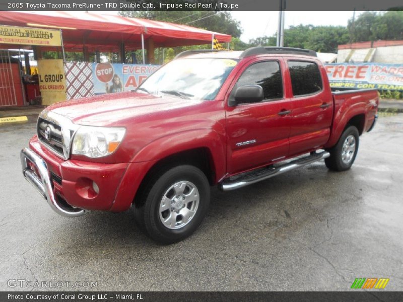 Impulse Red Pearl / Taupe 2005 Toyota Tacoma PreRunner TRD Double Cab