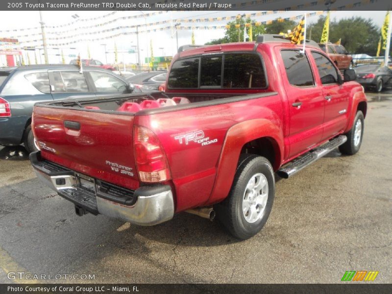 Impulse Red Pearl / Taupe 2005 Toyota Tacoma PreRunner TRD Double Cab