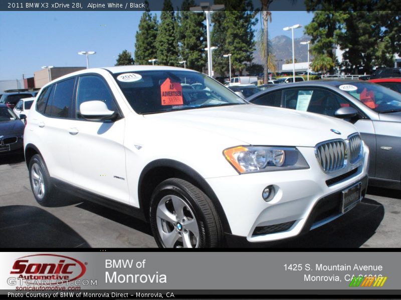 Alpine White / Black 2011 BMW X3 xDrive 28i